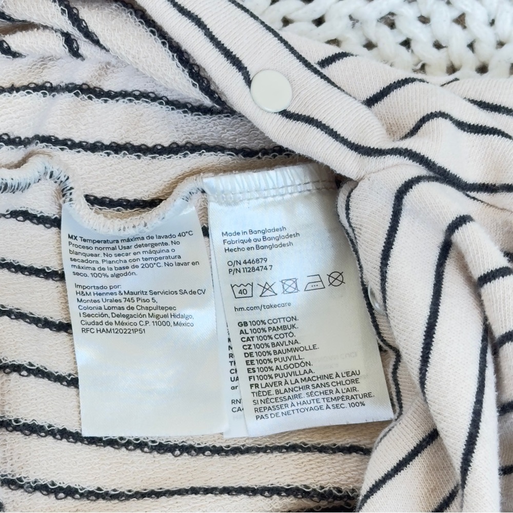 H&M Cream and Black Striped One Piece Romper 2T - Picture 5 of 9